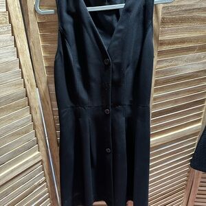 LOFT Black Button-Front Mini Dress